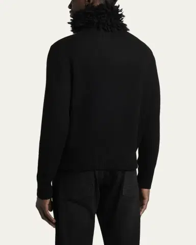 McQueen Men's Wool Fringe-Collar Quarter-Zip Sweater | Thumbnail 3 McQueen Men's Wool Fringe-Collar Quarter-Zip Sweater | Thumbnail 3