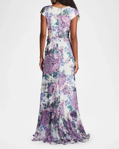 Tadashi Shoji Floral-Print Ruffle Gown | Thumbnail 3 Tadashi Shoji Floral-Print Ruffle Gown | Thumbnail 3
