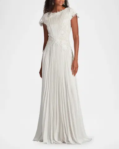 Tadashi Shoji Floral Lace & Pleated Chiffon Gown | Thumbnail 2 Tadashi Shoji Floral Lace & Pleated Chiffon Gown | Thumbnail 2