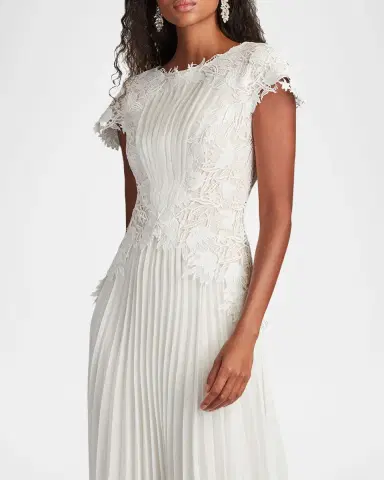 Tadashi Shoji Floral Lace & Pleated Chiffon Gown | Thumbnail 5 Tadashi Shoji Floral Lace & Pleated Chiffon Gown | Thumbnail 5