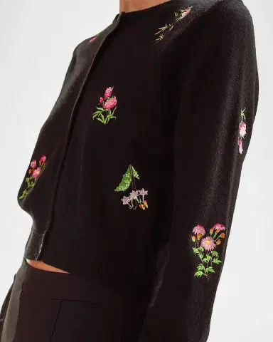 CYNTHIA ROWLEY Forget Me Not Embroidered Floral Cardigan | Thumbnail 2 CYNTHIA ROWLEY Forget Me Not Embroidered Floral Cardigan | Thumbnail 2