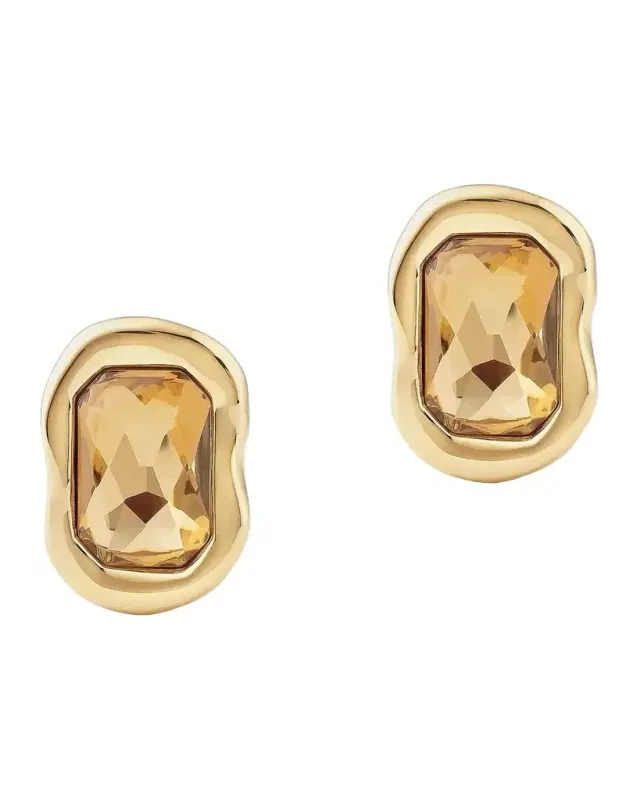Sculptural Crystal Earrings in Metal Sculptural Crystal Earrings in Metal