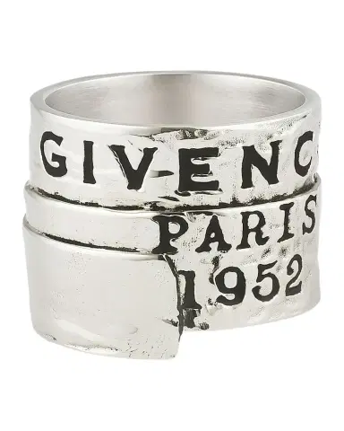 Givenchy Silvertone & Enamel Tape Ring | Thumbnail 1 Givenchy Silvertone & Enamel Tape Ring | Thumbnail 1
