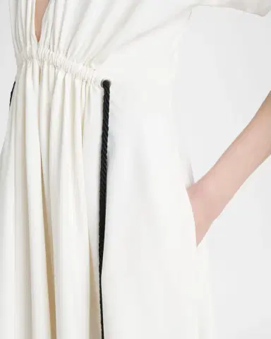Ferragamo Plunging Gathered Short-Sleeve Midi Dress | Thumbnail 4 Ferragamo Plunging Gathered Short-Sleeve Midi Dress | Thumbnail 4