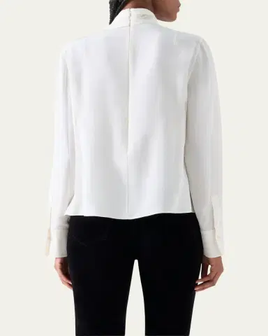 Akris punto Long-Sleeve Silk Scarf Blouse | Thumbnail 3 Akris punto Long-Sleeve Silk Scarf Blouse | Thumbnail 3