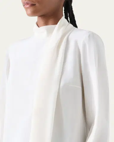 Akris punto Long-Sleeve Silk Scarf Blouse | Thumbnail 5 Akris punto Long-Sleeve Silk Scarf Blouse | Thumbnail 5
