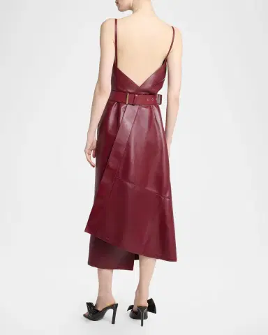 Givenchy Asymmetric Ruffle Leather Midi Dress | Thumbnail 3 Givenchy Asymmetric Ruffle Leather Midi Dress | Thumbnail 3