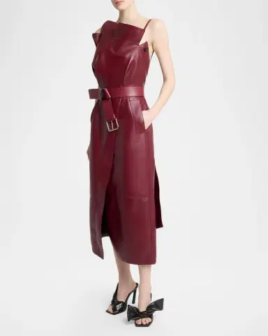 Givenchy Asymmetric Ruffle Leather Midi Dress | Thumbnail 4 Givenchy Asymmetric Ruffle Leather Midi Dress | Thumbnail 4