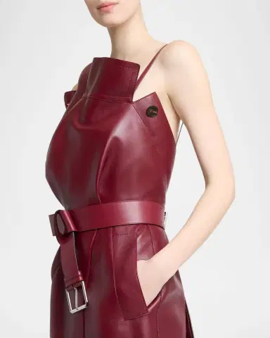 Givenchy Asymmetric Ruffle Leather Midi Dress | Thumbnail 5 Givenchy Asymmetric Ruffle Leather Midi Dress | Thumbnail 5