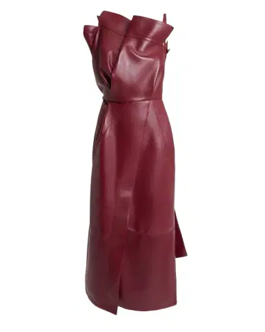 Givenchy Asymmetric Ruffle Leather Midi Dress | Thumbnail 1 Givenchy Asymmetric Ruffle Leather Midi Dress | Thumbnail 1