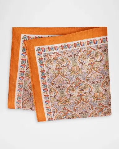 Eton Men's Floral Linen Pocket Square | Thumbnail 2 Eton Men's Floral Linen Pocket Square | Thumbnail 2
