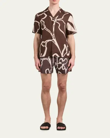 Frescobol Carioca Men's Roberto Floral-Print Linen Shirt | Thumbnail 2 Frescobol Carioca Men's Roberto Floral-Print Linen Shirt | Thumbnail 2