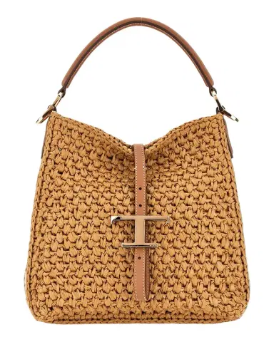 Tod 's T Timeless Mini Raffia Bucket Bag | Thumbnail 1 Tod 's T Timeless Mini Raffia Bucket Bag | Thumbnail 1
