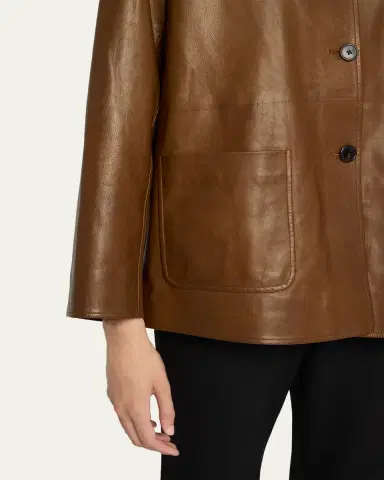 The Row Quintus Leather Single-Breasted Jacket | Thumbnail 5 The Row Quintus Leather Single-Breasted Jacket | Thumbnail 5
