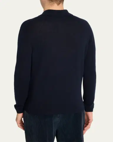 The Row Men's Ripley Cashmere Long-Sleeve Polo Sweater | Thumbnail 4 The Row Men's Ripley Cashmere Long-Sleeve Polo Sweater | Thumbnail 4