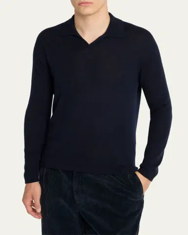 The Row Men's Ripley Cashmere Long-Sleeve Polo Sweater | Thumbnail 5 The Row Men's Ripley Cashmere Long-Sleeve Polo Sweater | Thumbnail 5