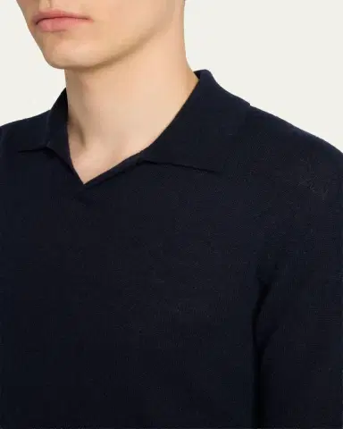 The Row Men's Ripley Cashmere Long-Sleeve Polo Sweater | Thumbnail 6 The Row Men's Ripley Cashmere Long-Sleeve Polo Sweater | Thumbnail 6