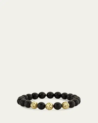 Sydney Evan 14K Yellow Gold & Ebony Wood Beaded Stretch Bracelet | Thumbnail 2 Sydney Evan 14K Yellow Gold & Ebony Wood Beaded Stretch Bracelet | Thumbnail 2