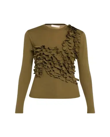 Ulla Johnson Polina Ruffled Jersey Long-Sleeve Top | Thumbnail 1 Ulla Johnson Polina Ruffled Jersey Long-Sleeve Top | Thumbnail 1
