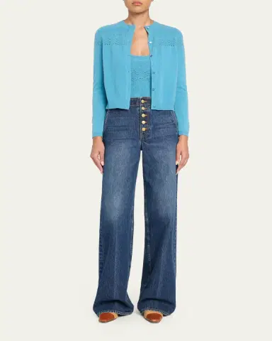 Ulla Johnson Cassia Pointelle Knit Crewneck Cardigan | Thumbnail 2 Ulla Johnson Cassia Pointelle Knit Crewneck Cardigan | Thumbnail 2