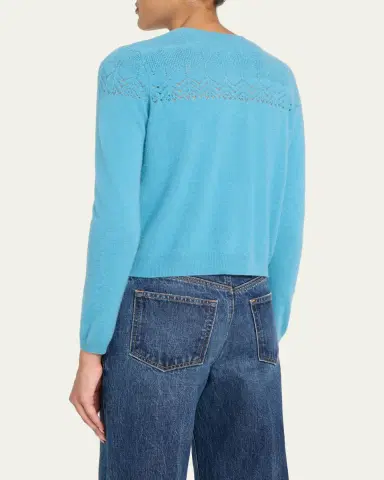 Ulla Johnson Cassia Pointelle Knit Crewneck Cardigan | Thumbnail 3 Ulla Johnson Cassia Pointelle Knit Crewneck Cardigan | Thumbnail 3