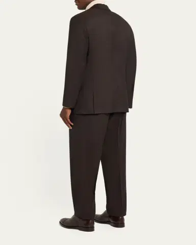 Brunello Cucinelli Men's Wool and Cashmere Chevron Double-Breasted Suit | Thumbnail 3 Brunello Cucinelli Men's Wool and Cashmere Chevron Double-Breasted Suit | Thumbnail 3