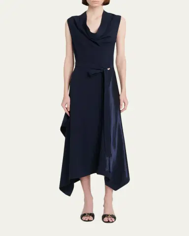 Ferragamo Cowl-Neck Stretch Cady Handkerchief Midi Dress | Thumbnail 2 Ferragamo Cowl-Neck Stretch Cady Handkerchief Midi Dress | Thumbnail 2