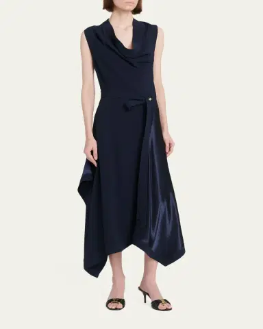 Ferragamo Cowl-Neck Stretch Cady Handkerchief Midi Dress | Thumbnail 4 Ferragamo Cowl-Neck Stretch Cady Handkerchief Midi Dress | Thumbnail 4
