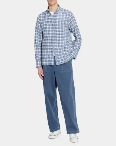 OFFICINE GÉNÉRALE Men's Arsene Waffled Cotton Check Shirt | Thumbnail 2 OFFICINE GÉNÉRALE Men's Arsene Waffled Cotton Check Shirt | Thumbnail 2