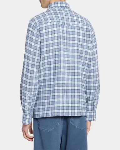 OFFICINE GÉNÉRALE Men's Arsene Waffled Cotton Check Shirt | Thumbnail 3 OFFICINE GÉNÉRALE Men's Arsene Waffled Cotton Check Shirt | Thumbnail 3