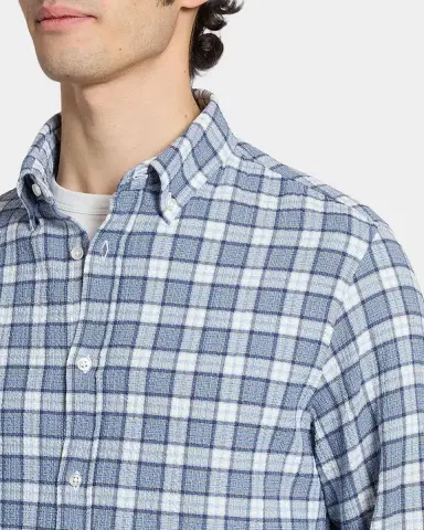 OFFICINE GÉNÉRALE Men's Arsene Waffled Cotton Check Shirt | Thumbnail 5 OFFICINE GÉNÉRALE Men's Arsene Waffled Cotton Check Shirt | Thumbnail 5
