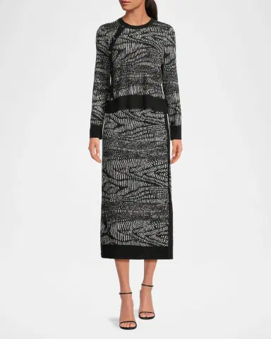 Misook Animal Abstract Jacquard Soft Knit Midi Skirt | Thumbnail 2 Misook Animal Abstract Jacquard Soft Knit Midi Skirt | Thumbnail 2