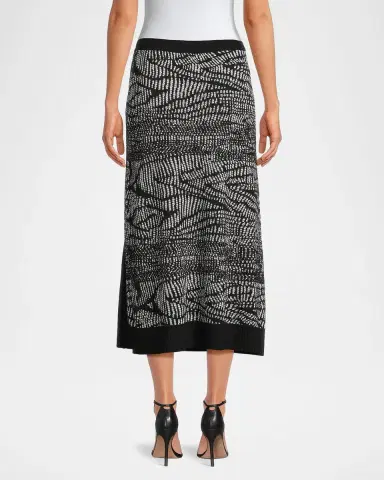 Misook Animal Abstract Jacquard Soft Knit Midi Skirt | Thumbnail 3 Misook Animal Abstract Jacquard Soft Knit Midi Skirt | Thumbnail 3