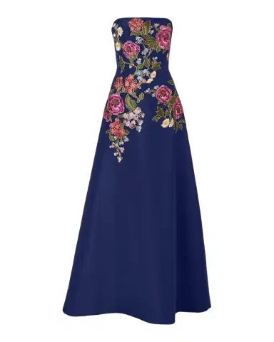 Carolina Herrera Strapless Floral-Embroidered Silk Gown | Thumbnail 1 Carolina Herrera Strapless Floral-Embroidered Silk Gown | Thumbnail 1