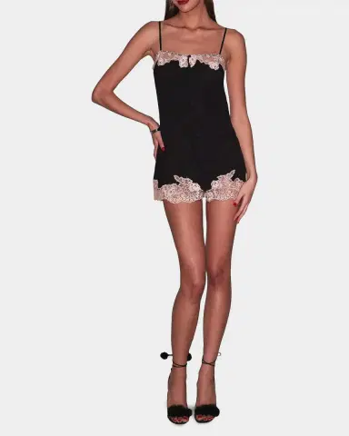 Fleur du Mal Lace Appliqué Silk Slip | Thumbnail 2 Fleur du Mal Lace Appliqué Silk Slip | Thumbnail 2