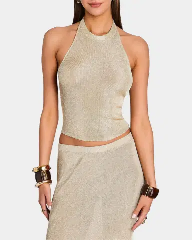 SEROYA Minnie Metallic Knit Halterneck Top | Thumbnail 4 SEROYA Minnie Metallic Knit Halterneck Top | Thumbnail 4