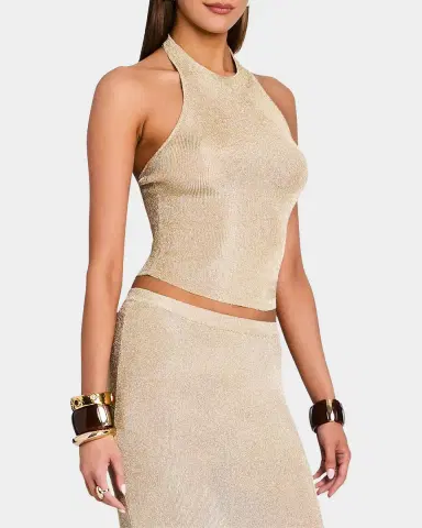 SEROYA Minnie Metallic Knit Halterneck Top | Thumbnail 6 SEROYA Minnie Metallic Knit Halterneck Top | Thumbnail 6