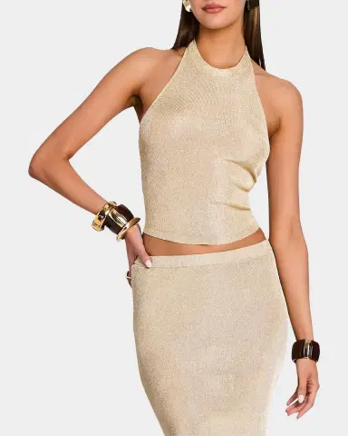 SEROYA Minnie Metallic Knit Halterneck Top | Thumbnail 7 SEROYA Minnie Metallic Knit Halterneck Top | Thumbnail 7