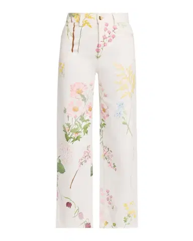 Oscar de la Renta Faded Mixed Botanical Straight-Leg Ankle Pants | Thumbnail 1 Oscar de la Renta Faded Mixed Botanical Straight-Leg Ankle Pants | Thumbnail 1