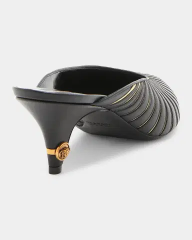Versace 55MM Metallic Striped Leather Mules | Thumbnail 3 Versace 55MM Metallic Striped Leather Mules | Thumbnail 3