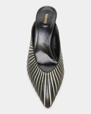 Versace 55MM Metallic Striped Leather Mules | Thumbnail 5 Versace 55MM Metallic Striped Leather Mules | Thumbnail 5