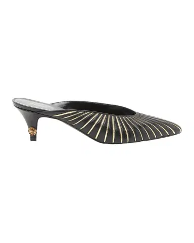 Versace 55MM Metallic Striped Leather Mules | Thumbnail 1 Versace 55MM Metallic Striped Leather Mules | Thumbnail 1