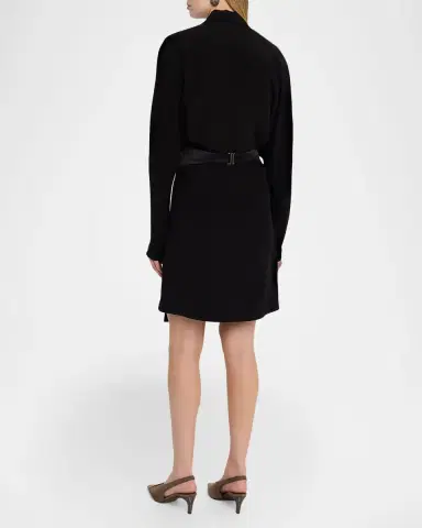 Brunello Cucinelli Cummerbund Dolman-Sleeve Mini Wrap Dress | Thumbnail 3 Brunello Cucinelli Cummerbund Dolman-Sleeve Mini Wrap Dress | Thumbnail 3