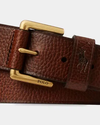 Polo Ralph Lauren Men's Gold-Tone Buckle Pebbled Leather Belt | Thumbnail 2 Polo Ralph Lauren Men's Gold-Tone Buckle Pebbled Leather Belt | Thumbnail 2