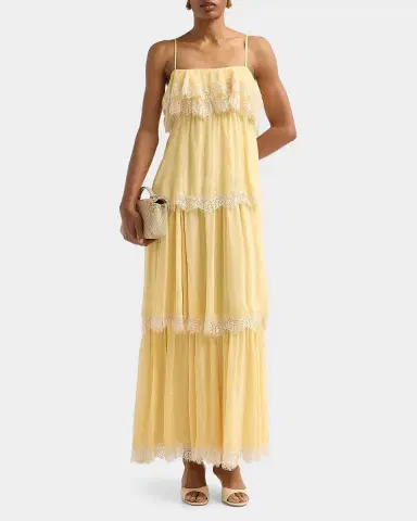 Hemant & Nandita Lace-Trim Tiered A-Line Maxi Dress | Thumbnail 2 Hemant & Nandita Lace-Trim Tiered A-Line Maxi Dress | Thumbnail 2