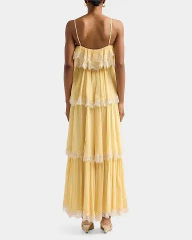 Hemant & Nandita Lace-Trim Tiered A-Line Maxi Dress | Thumbnail 3 Hemant & Nandita Lace-Trim Tiered A-Line Maxi Dress | Thumbnail 3
