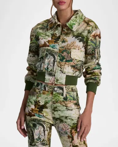 ALICE + OLIVIA Willard Denim Bomber Jacket | Thumbnail 4 ALICE + OLIVIA Willard Denim Bomber Jacket | Thumbnail 4