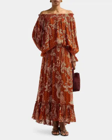 Hemant & Nandita Ruza Paisley Smocked Off-the-Shoulder Top | Thumbnail 2 Hemant & Nandita Ruza Paisley Smocked Off-the-Shoulder Top | Thumbnail 2