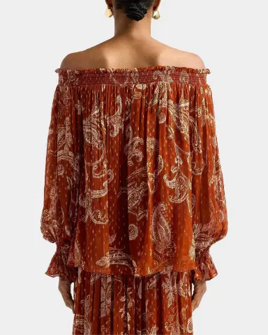 Hemant & Nandita Ruza Paisley Smocked Off-the-Shoulder Top | Thumbnail 3 Hemant & Nandita Ruza Paisley Smocked Off-the-Shoulder Top | Thumbnail 3