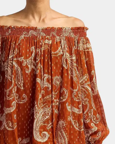 Hemant & Nandita Ruza Paisley Smocked Off-the-Shoulder Top | Thumbnail 5 Hemant & Nandita Ruza Paisley Smocked Off-the-Shoulder Top | Thumbnail 5